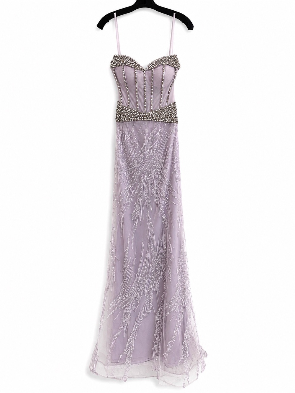 Odella Couture 1040 Lavender Beaded Evening Gown with Sweetheart Bodice